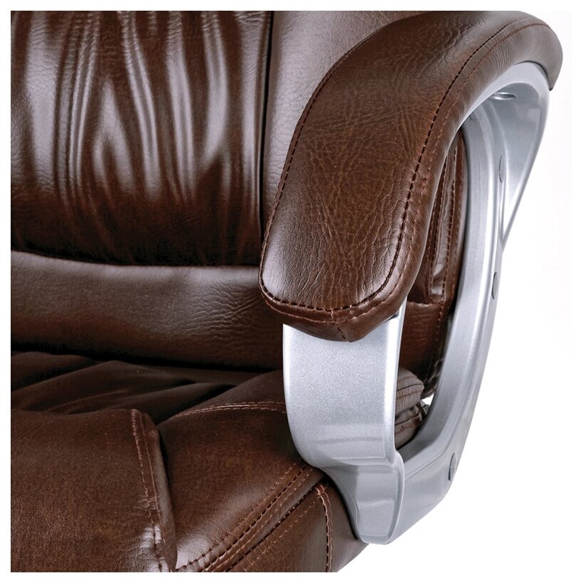 Кресло руководителя HELMI HL-E06 "Balance", экокожа коричневая, механизм качания - фотография № 7