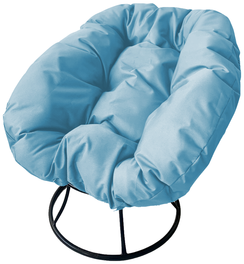 Кресло m-group пончик чёрное, голубая подушка - фотография № 1