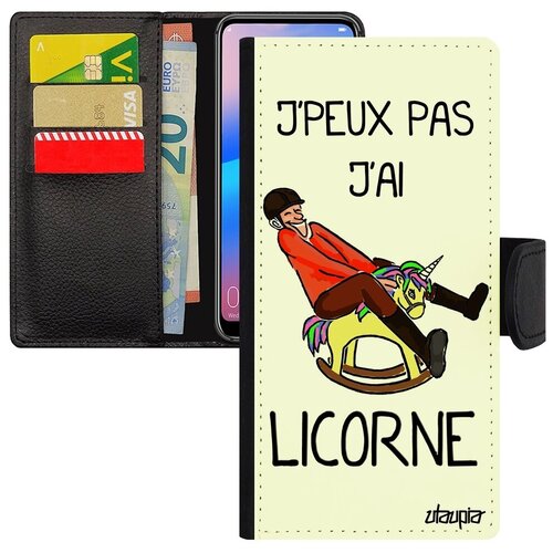 фото Яркий чехол книжка на мобильный // galaxy a50 // "не могу - у меня единорог!" сказка юмор, utaupia, белый