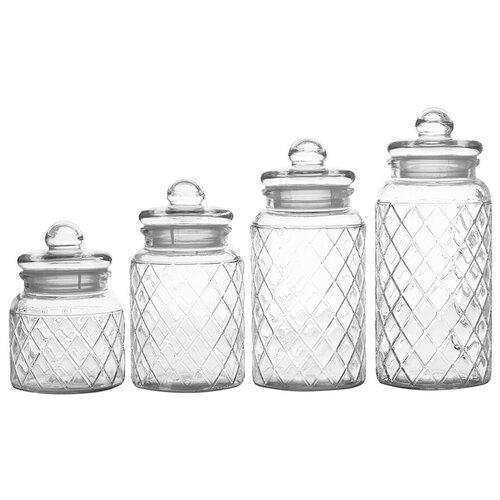 фото Набор из 4-х банок для сыпучих продуктов решётка в подарочной упаковке casa domani