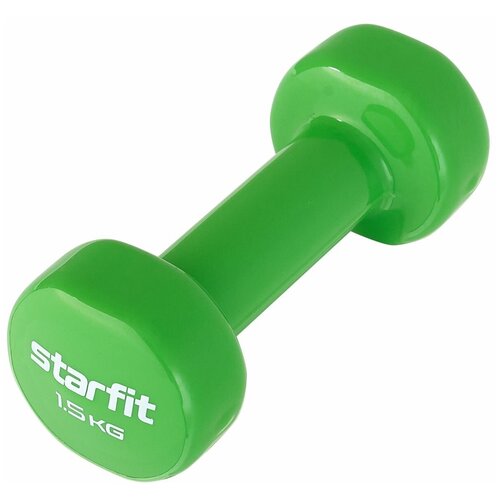 Гантель виниловая STARFIT DB-101 1,5 кг, зеленый. гантель виниловая starfit core db 101 5 кг темно синий 2 шт