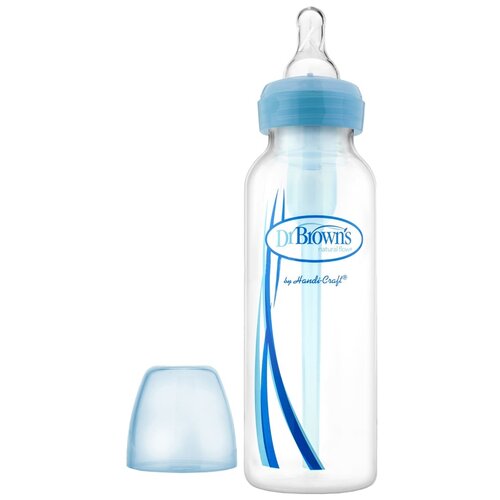 бутылочки dr brown s first feeder для глубоко недоношенных детей 15 мл Dr. Brown's Бутылочка полипропиленовая с узким горлом Options, 250 мл, с рождения, синий