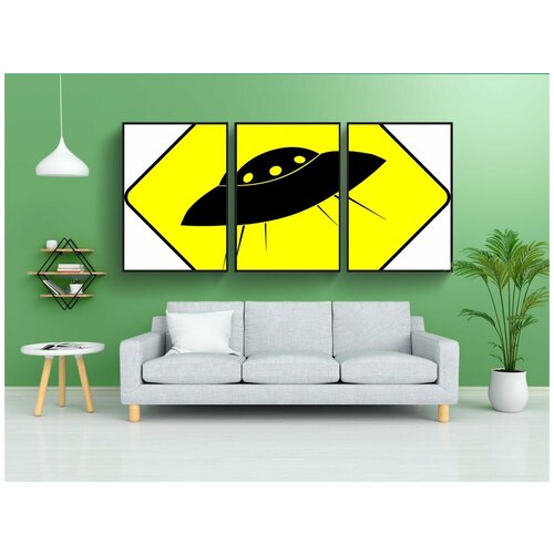 фото Набор модулных постеров для интерьера "нло, юмор, летающая тарелка" 60x90 см. в тубусе, без рамки lotsprints