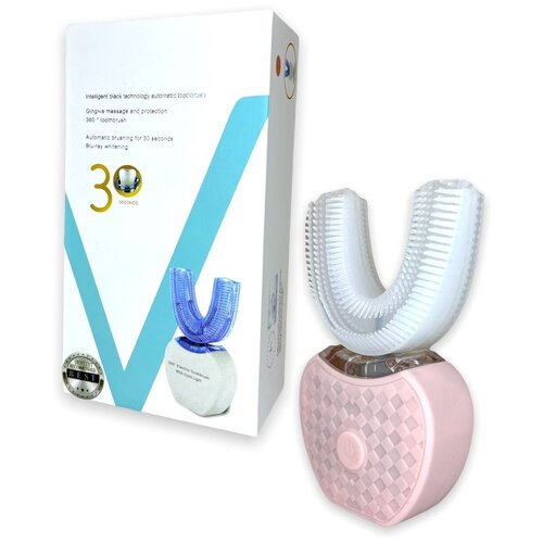 Электрическая U-образная зубная щетка ультразвуковая щетка для детей и взрослых капа для чистки зубов U образная розовая 189900₽