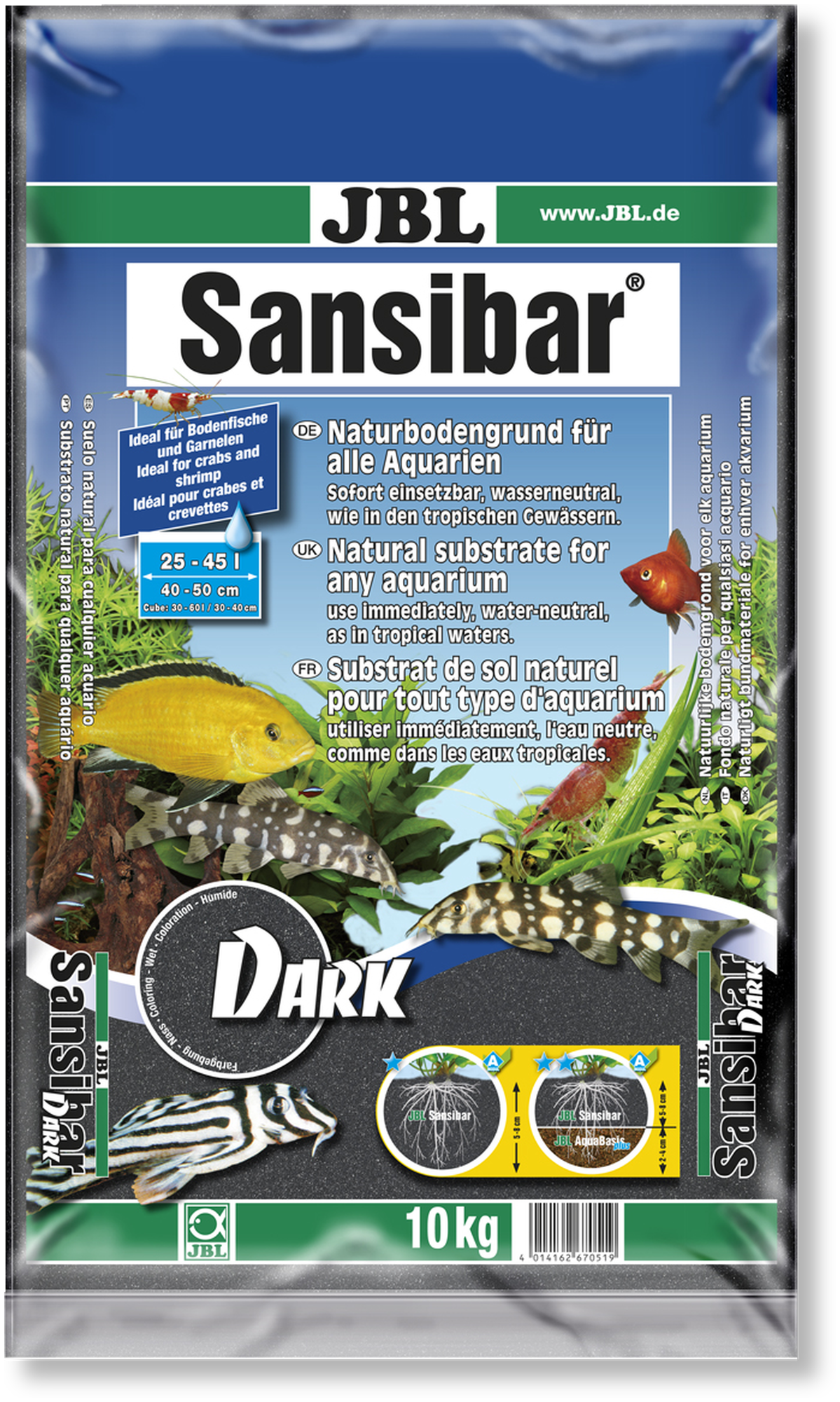Декоративный грунт JBL Sansibar DARK для пресноводных и морских аквариумов, тёмный, 10 кг - фотография № 1