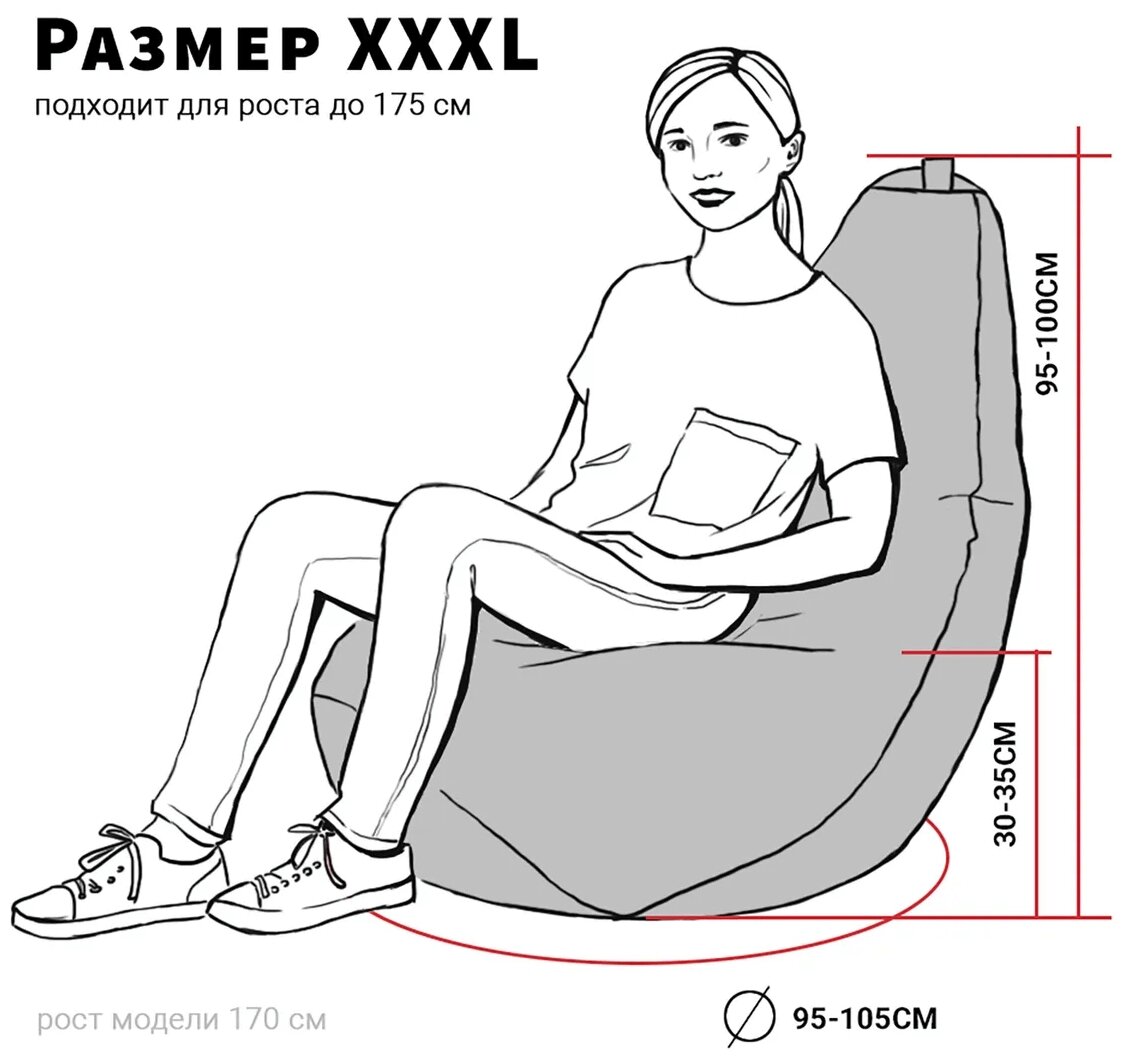 MyPuff кресло-мешок Груша, размер XXXL-Стандарт, мебельный велюр, бирюза - фотография № 7