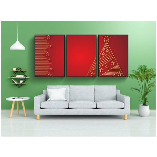 фото Набор модулных постеров для интерьера "рождество, рождественская елка, задний план" 60x90 см. в тубусе, без рамки lotsprints