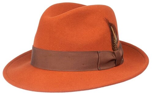 Шляпа федора Bailey, шерсть, ангора, подкладка, размер 59, оранжевый