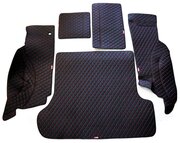 Кожаные 3D коврики в багажник Toyota RAV 4 III (XA30) (2005-2014) Long Полный комплект (с боковинами) Чёрный с красной строчкой/ Тойота РАВ 4 3 (XA30) Лонг (2005-2014)