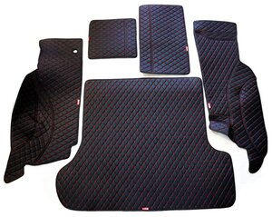 Кожаные 3D коврики в багажник Mitsubishi Outlander III (2012+) (2014+) Полный комплект (с боковинами) Черный с красной строчкой/ Мицубиси Оутлендер 3 (2012+) (2014+) Полный комплект (с боковинами) Черный с красной строчкой
