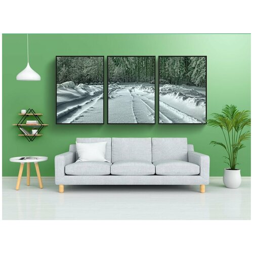 фото Набор модулных постеров для интерьера "снег, зима, природа" 60x90 см. в тубусе, без рамки lotsprints