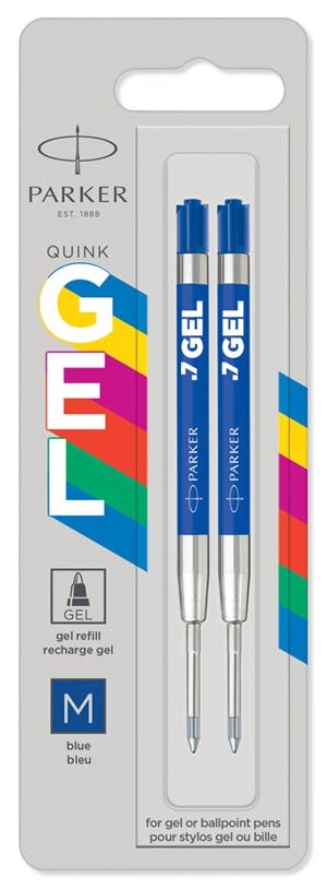 Стержень гелевый Parker "Gel Ball Point" синий, 98мм, 0,7мм, 2шт