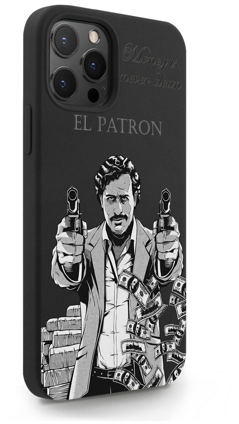 Черный силиконовый чехол MustHaveCase для iPhone 12 Pro Max El Patron Pablo Escobar/ Пабло Эскобар для Айфон 12 Про Макс Противоударный