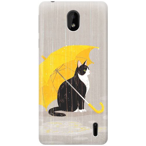 фото Ультратонкий силиконовый чехол-накладка для nokia 1 plus с принтом "кот с желтым зонтом" gosso