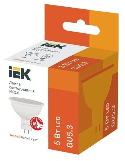 IEK Лампа светодиодная IEK MR16 софит 5Вт 230В 3000К GU5.3 MR165-230-30GU5