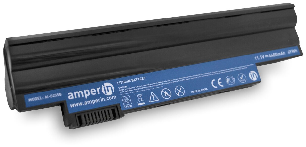 Аккумулятор Amperin AI-D255B (совместимый с AL10A31, AL10B31) для ноутбука Acer Aspire One D255 11.1V 4400mAh черный