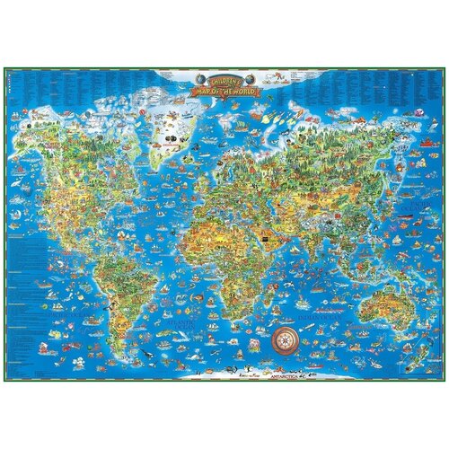 Карта мира детская - Виниловые фотообои, (211х150 см) карта мира на цветочном фоне 2 виниловые фотообои 211х150 см