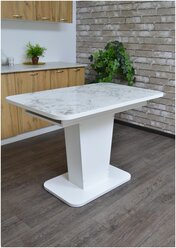 EVITAmeb Стол кухонный Грант белый мрамор раздвижной / стол обеденный / на кухню / небольшой кухонный стол / на одной ноге / в гостиную