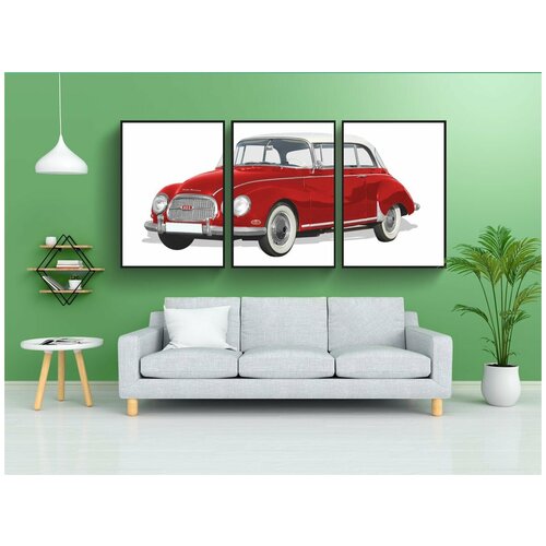 фото Набор модулных постеров для интерьера "автосоюз, dkw, 1000s купе" 60x90 см. в тубусе, без рамки lotsprints