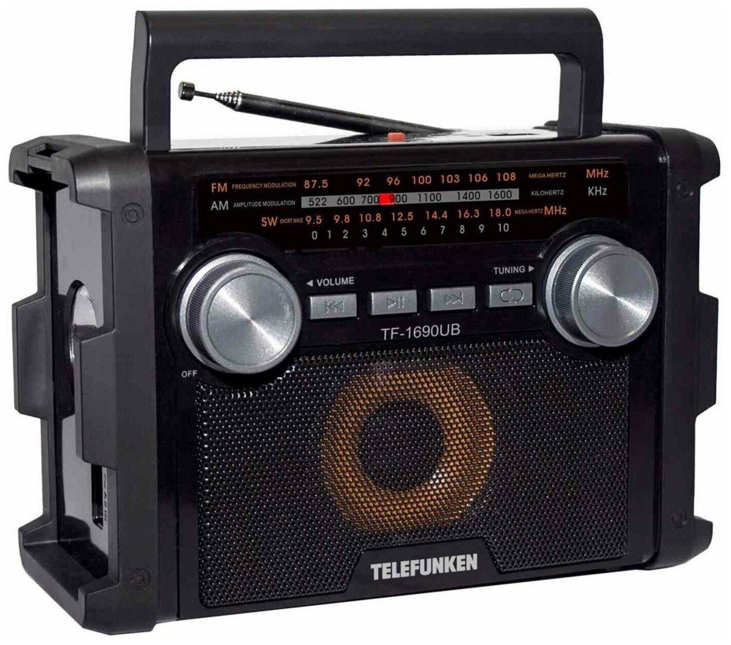 Радиоприемник TELEFUNKEN TF-1690UB, черный с серым