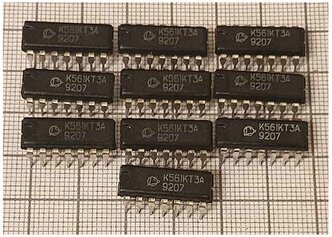 Микросхема К561КТ3А, 10 штук / Аналоги: 561КТ3А, КР561КТ3А, CD4066 / 4-е переключателя