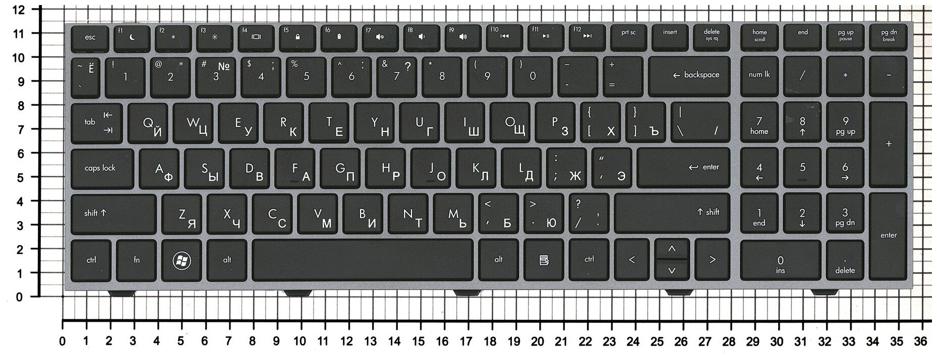 Клавиатура для ноутбука HP 702237-001 черная с серой рамкой 1080₽