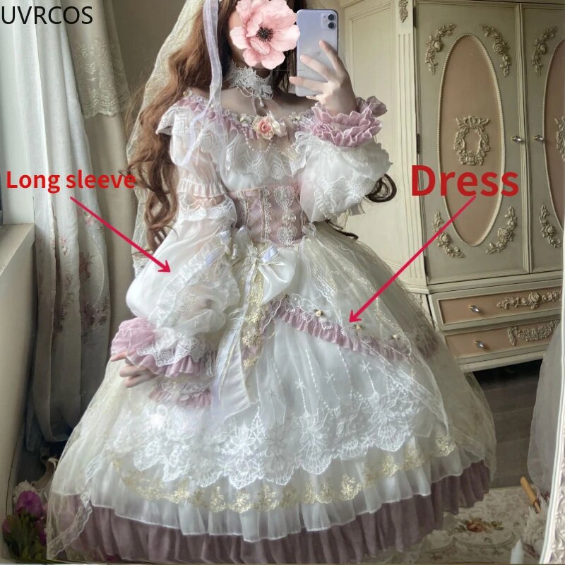 Женское винтажное платье UVRCOS в стиле Лолита, Dress and Sleeve, Один размер, Женский