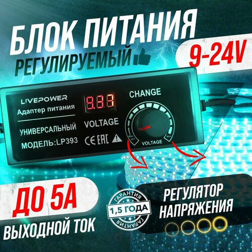 Блок питания универсальный LP393 9-24V 5A LCDрегулировка 5525 1455₽