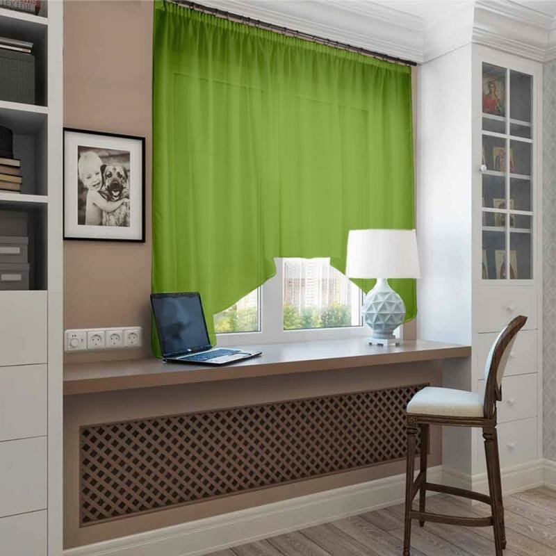 Шторы Nivasan  Ева   светло зеленые  полупрозрачные  4 x 1 7м