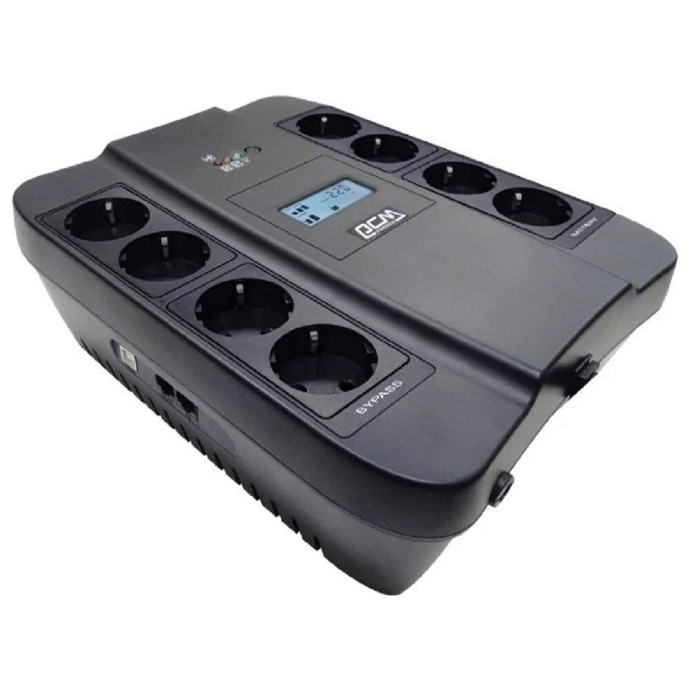 PowerCom Spider SPD-900U LCD ИБП {Line-Interactive, 900VA / 540W, 8xEURO: 4 с резервным питанием, 4 с фильтрацией, USB} (1168465)
