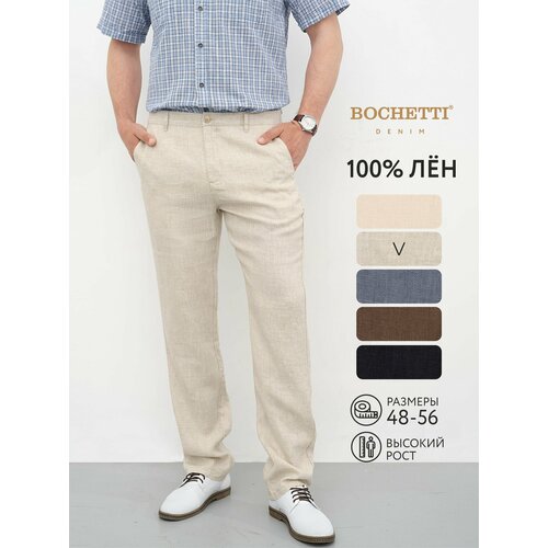 фото Брюки bochetti лен, размер 38/33, бежевый