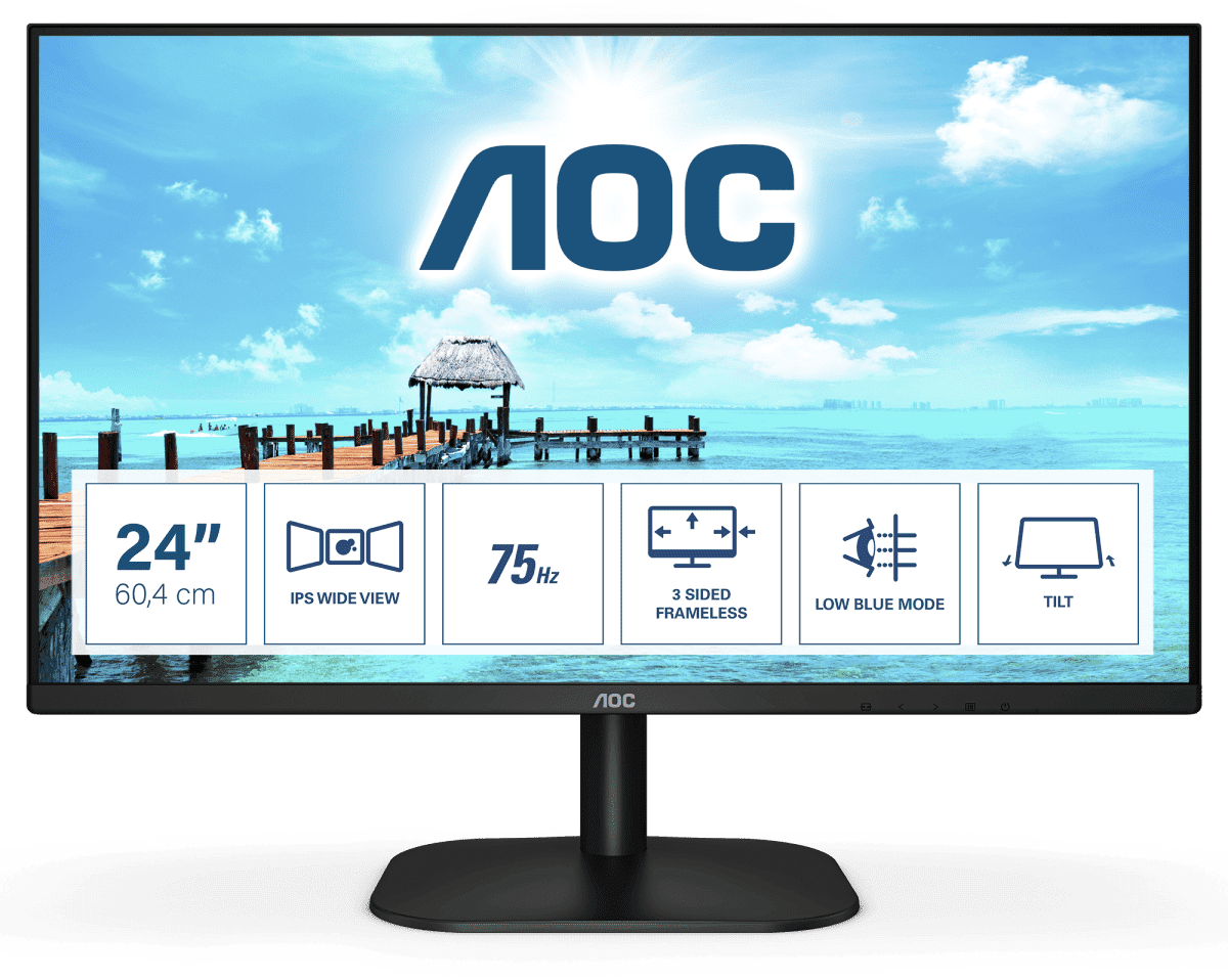 23.8'' AOC 24B2XH 16:9 1920х1080(FHD) IPS, nonGLARE, 250cd/m2, H178°/V178°, 1000:1, 20M:1, 16.7M, 7ms, VGA, HDMI, Tilt, 3Y, Black - фотография № 10