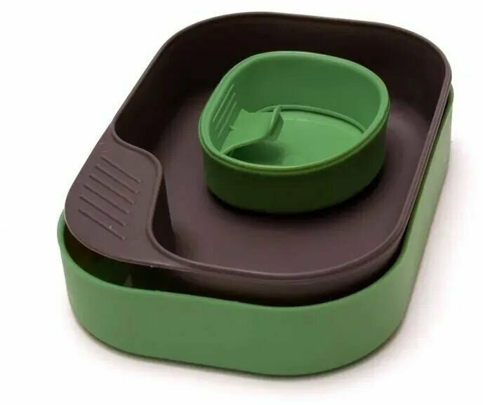 Пластиковый портативный набор посуды Wildo Camp-A-Box Basic, зелёный