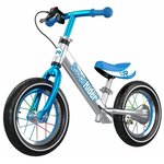 Алюминиевый беговел с ручным тормозом и надувными колесами 12' Small Rider Foot Racer 3 AIR Серебро-синий MEGA008 - изображение