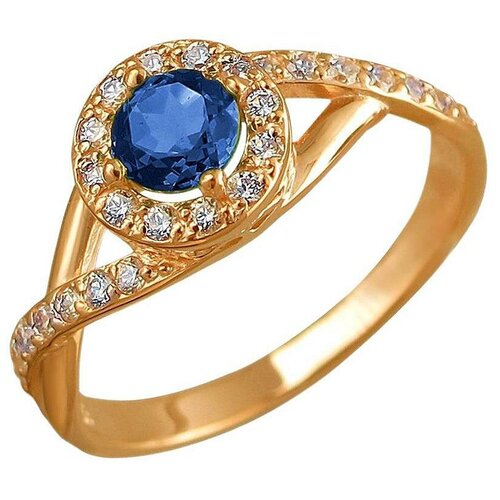 фото Эстет кольцо с шпинелью и фианитами из серебра с позолотой 01к258520а-1, размер 17