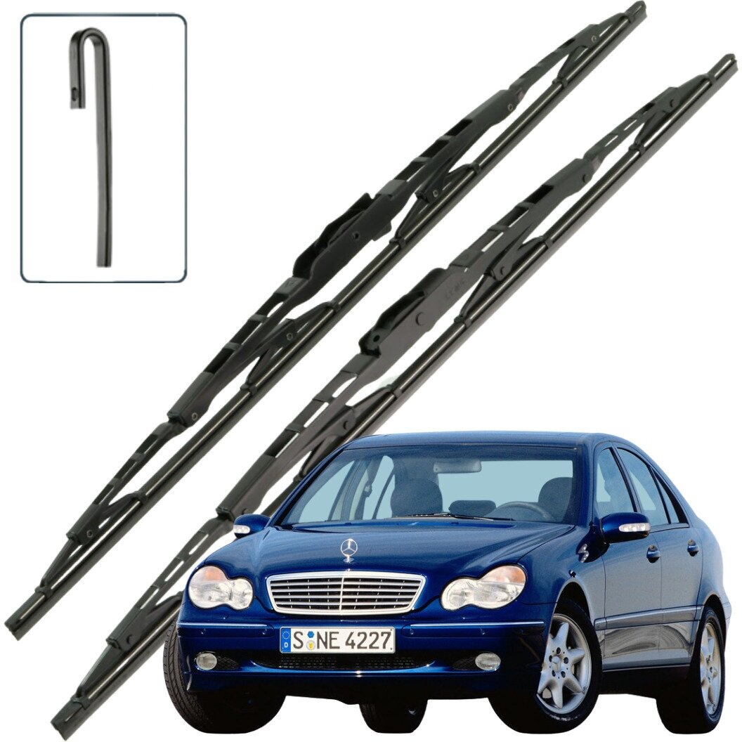 Дворники Mercedes-Benz C-Class (2) W203 Мерседес С-класс седан 2000 2001 2002 2003 2004 Щетки стеклоочистителя каркасные для автомобиля 600-550 2шт.