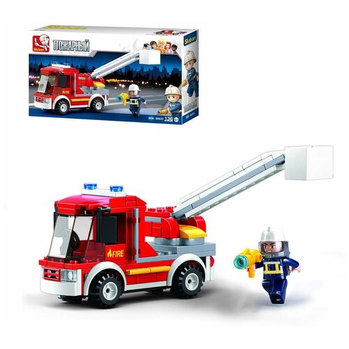 Конструктор Sluban Полиция Пожарная машина с подъемной люлькой 136 деталей конструктор 12024 qman пожарная машина с подъемной платформой 686 деталей