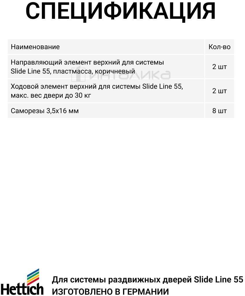 Комплект роликов HETTICH Slide Line 55 Германия для шкафа купе на 1 дверь - фотография № 4