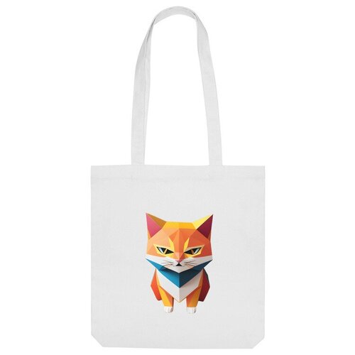 Сумка шоппер Us Basic, белый мужская футболка рыжий кот в стиле паперкрафт 2xl синий