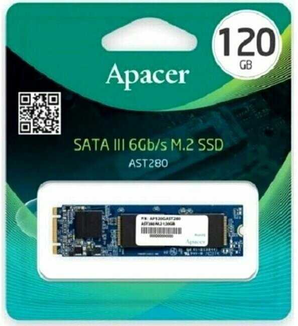 Накопитель SSD M.2 2280 Apacer AST280 120GB TLC SATA 6Gb/s 500/470MB/s IOPS 23K MTBF 1.5M RTL - фото №6