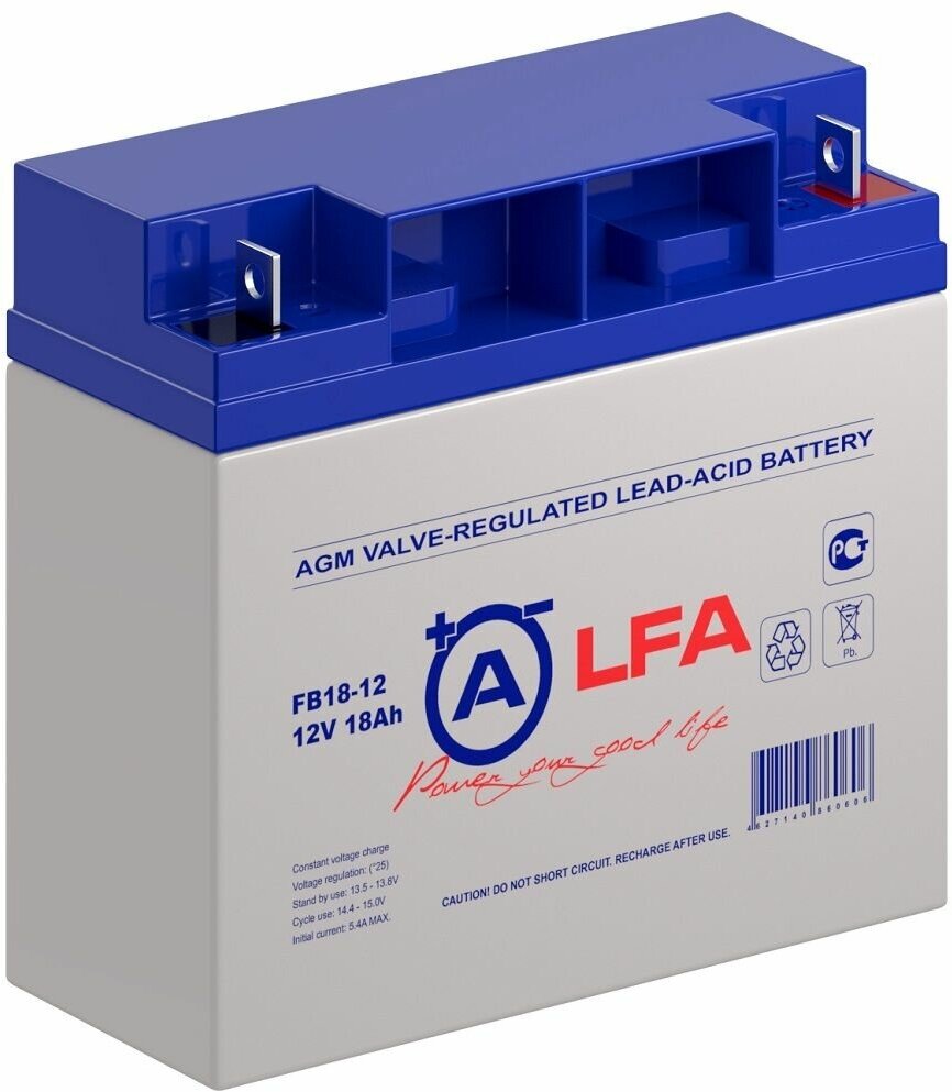 Аккумулятор ALFA BATTERY FB 18-12 (12В, 18Ач, клемма под болт M6)