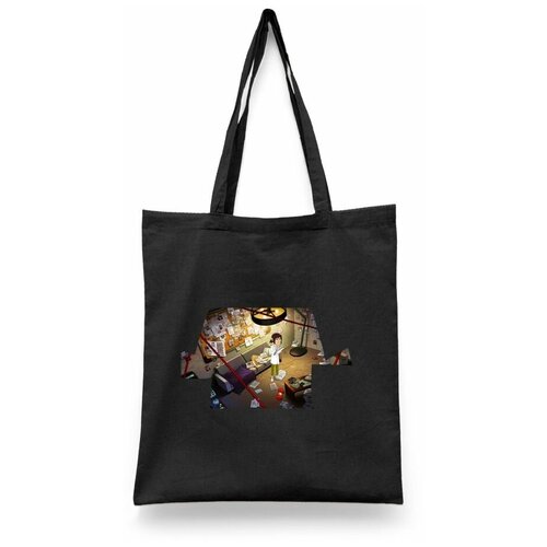 фото Сумка-шоппер унисекс каждому своё "корпорация заговор/inside job/мультфильм" белая