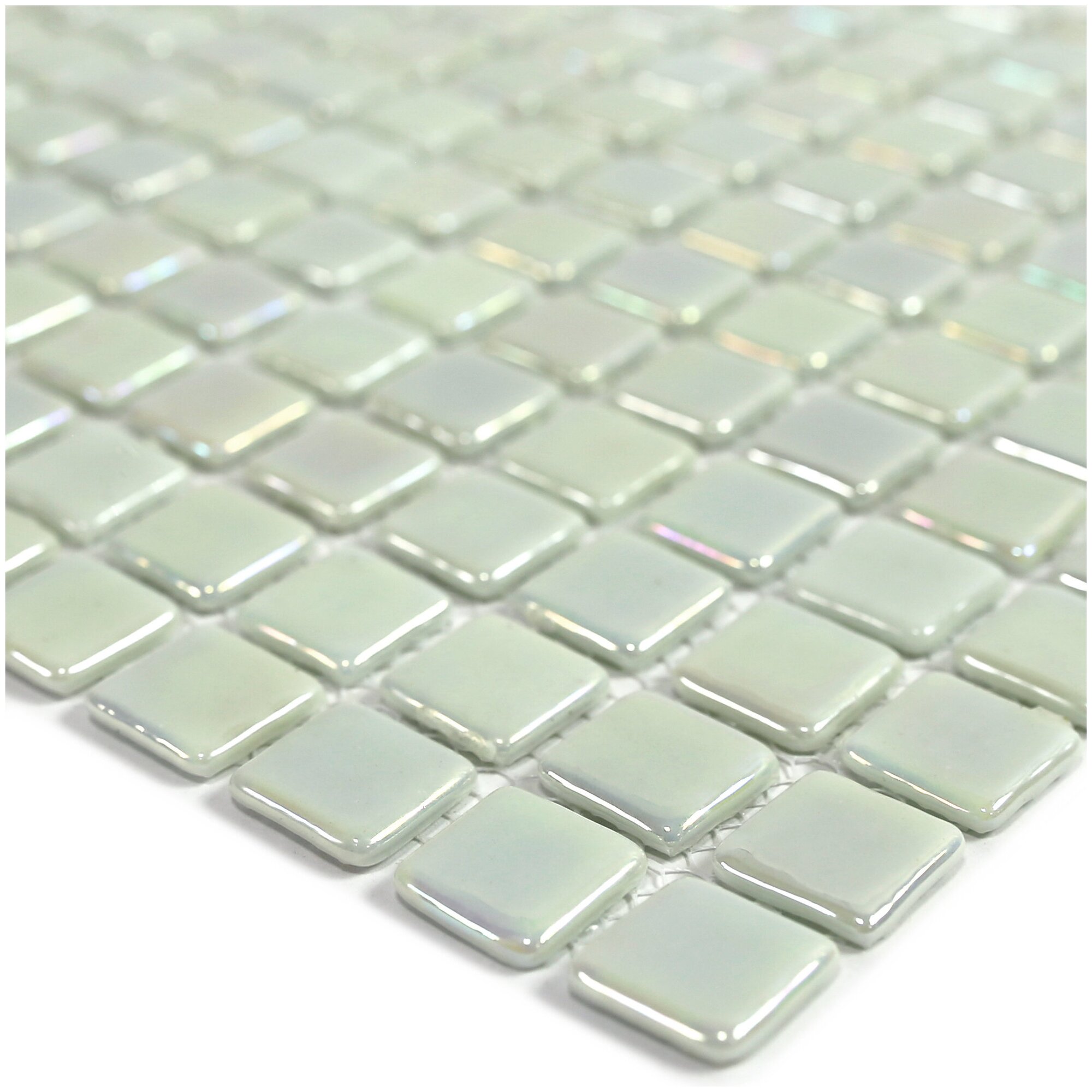 Стеклянная мозаика Natural Mosaic STP-WH004 белая светлая глянцевая квадрат