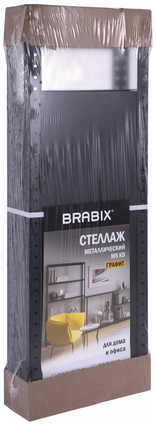 Стеллаж металлический BRABIX "графит MS KD-195/40-6" лофт 1950х1000х400 6 полок 291272 S240BR244693