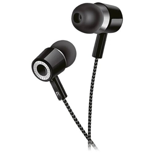 Наушники внутриканальные Perfeo MILD черные черно-серый тканевый провод 43200₽