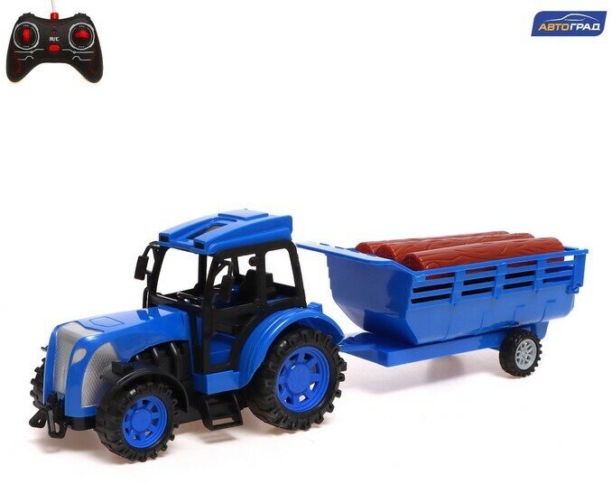 Трактор радиоуправляемый "Фермер", с прицепом, работает от аккумулятора, цвет синий