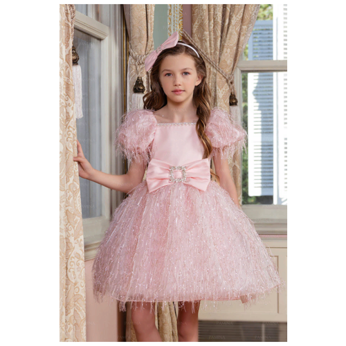Платье Pamina, нарядное, однотонное, размер 152, розовый