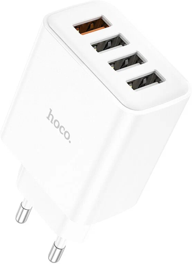 Сетевое зарядное устройство c 4 USB HOCO C102A, белое, 28.5W