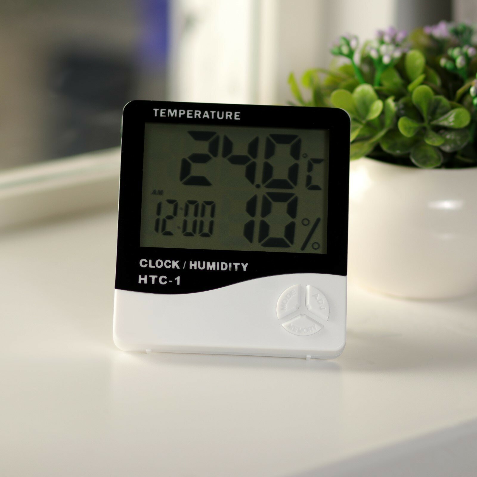 Термометр HTC 1 LuazON LTR-14, электронный, датчик температуры, датчик влажности, белый