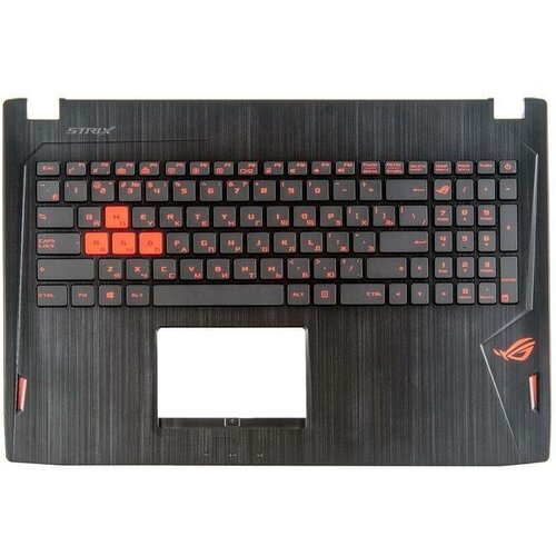 Клавиатура для ноутбука Asus GL502VY с топкейсом 4 кнопки оранжевого цвета оранжевые буквы с креплением под HDD 90NB0BJ1-R31RU0 7623₽